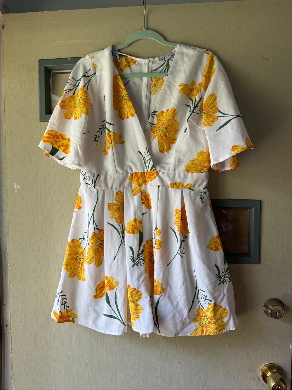 FAVLUX White Romper with Yellow Floral Print